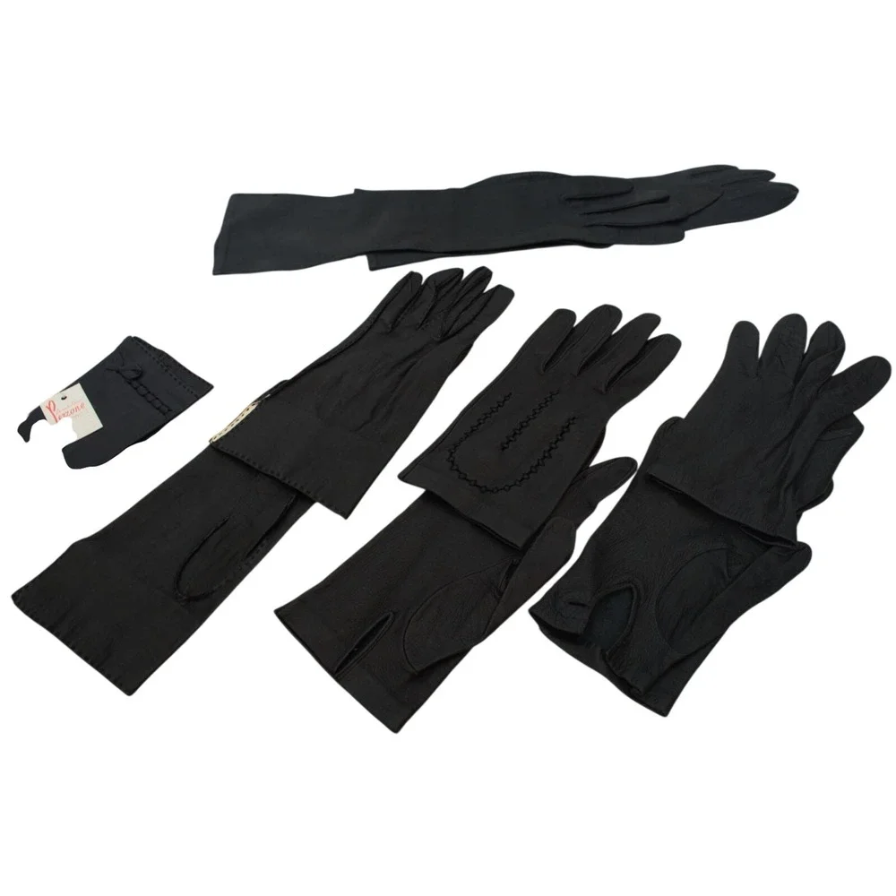 Vintage Womens Leather Gloves Lot 8 Pairs Bloomingdales Amedeo Perrone Black Tan